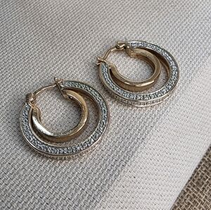 925 Ross Simon Gold And Silver Double Hoop Earrings. Sterling.